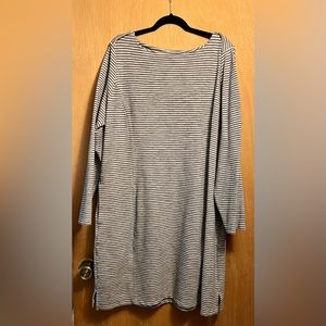 Duluth Trading XXL Boat Neck Dress - Gray and Black Stripes